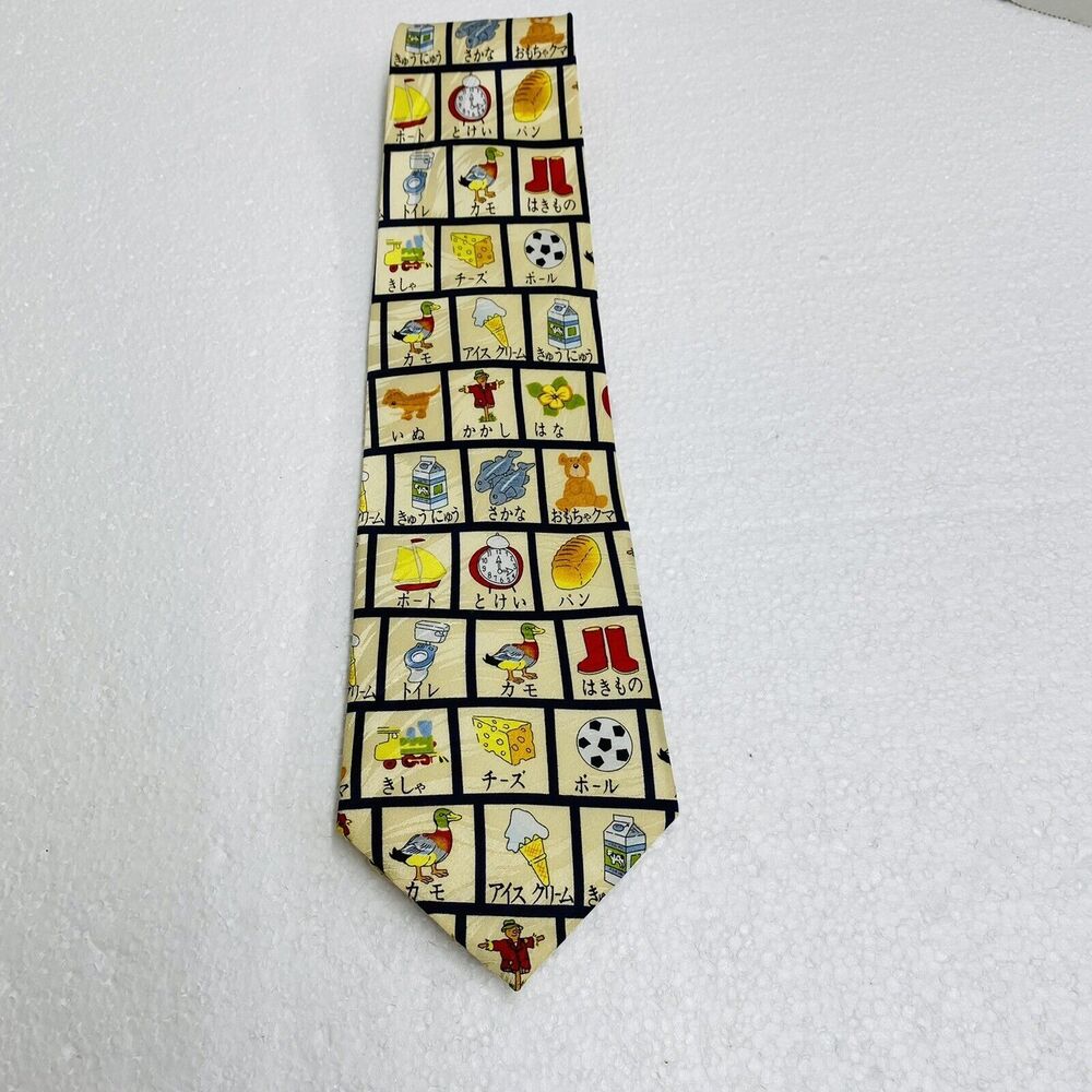 Museum Artifacts All Silk Tie Handmade Vintage Multicolored Clean Business